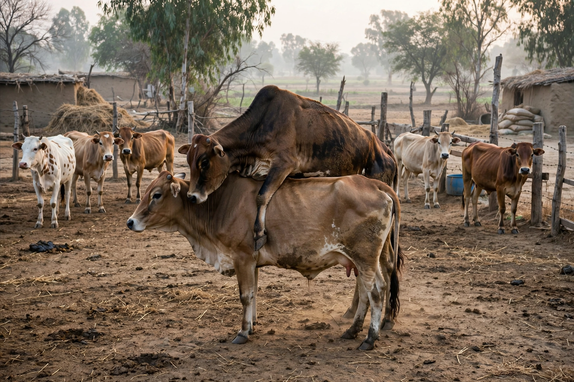 Cow mounting herdmate showing standing heat behaviour
